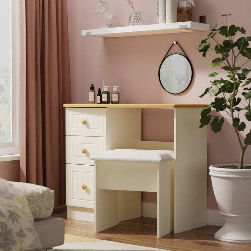 Byland Ready Assembled Vanity in Cream Ash & Modern Oak