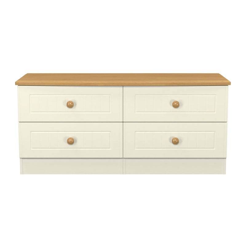 Byland Ready Assembled 4 Drawer Bed Box in Cream Ash & Modern Oak