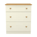 Byland Ready Assembled 3 Drawer Deep Chest in Cream Ash & Modern Oak
