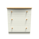 Byland Ready Assembled 3 Drawer Deep Chest in Cream Ash & Modern Oak