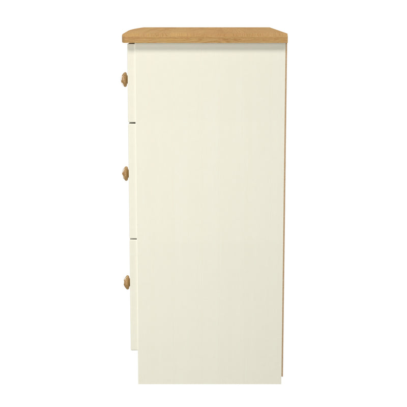 Byland Ready Assembled 3 Drawer Deep Chest in Cream Ash & Modern Oak