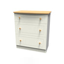 Byland Ready Assembled 3 Drawer Deep Chest in Cream Ash & Modern Oak