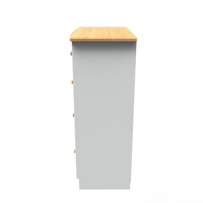 Byland Ready Assembled 4 Drawer Deep Chest in Cream Ash & Modern Oak