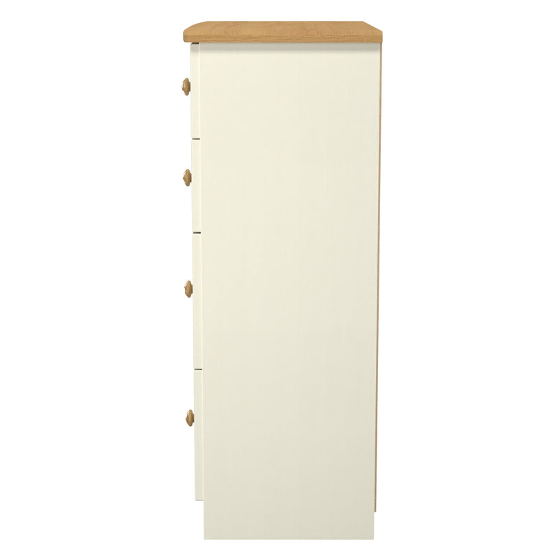 Byland Ready Assembled 4 Drawer Deep Chest in Cream Ash & Modern Oak