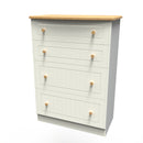 Byland Ready Assembled 4 Drawer Deep Chest in Cream Ash & Modern Oak