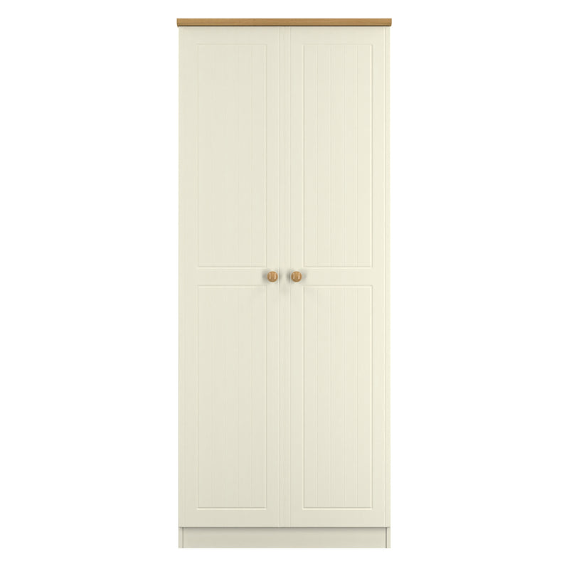 Byland Ready Assembled 2 Door Wardrobe in Cream Ash & Modern Oak