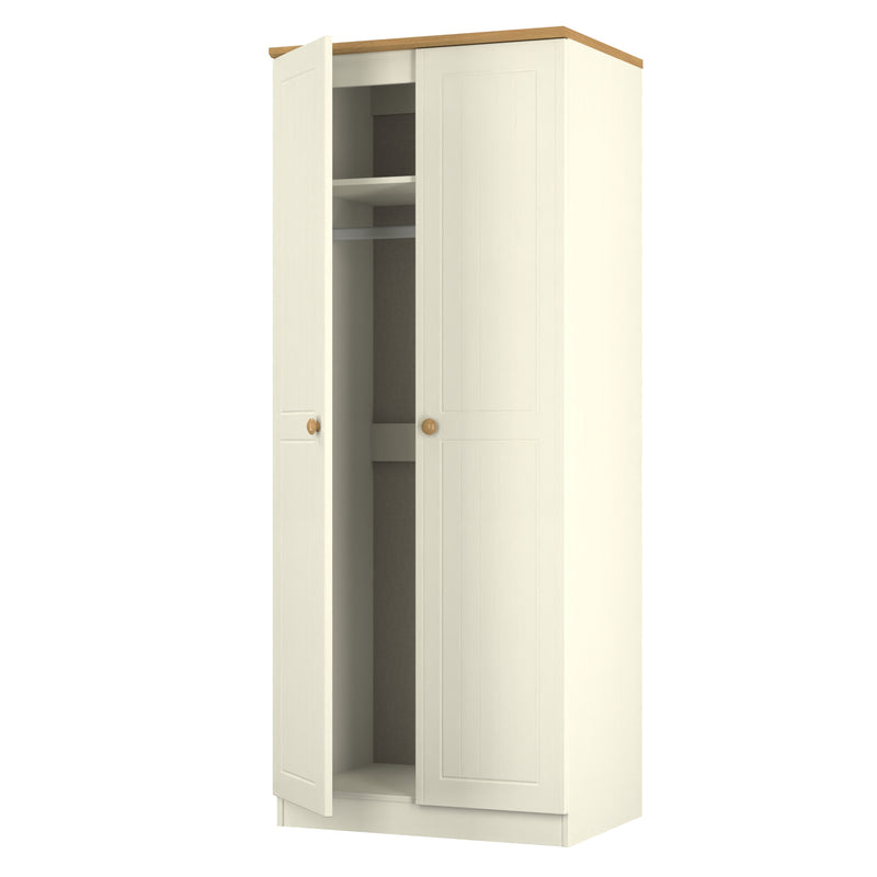 Byland Ready Assembled 2 Door Wardrobe in Cream Ash & Modern Oak