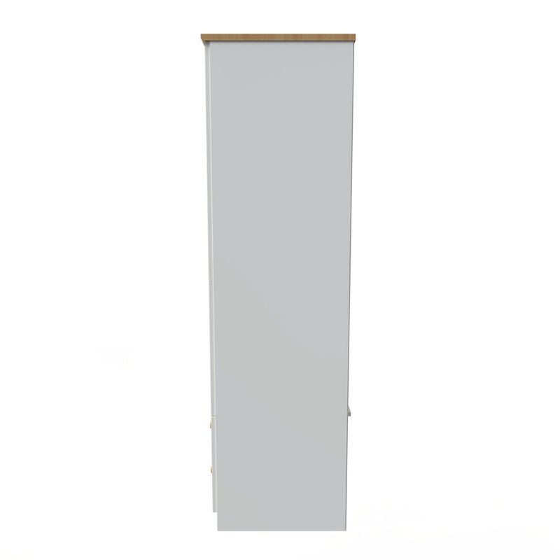 Byland Ready Assembled 2 Door 2 Drawer Wardrobe in Cream Ash & Modern Oak