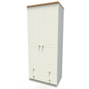 Byland Ready Assembled 2 Door 2 Drawer Wardrobe in Cream Ash & Modern Oak