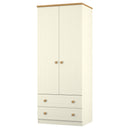 Byland Ready Assembled 2 Door 2 Drawer Wardrobe in Cream Ash & Modern Oak