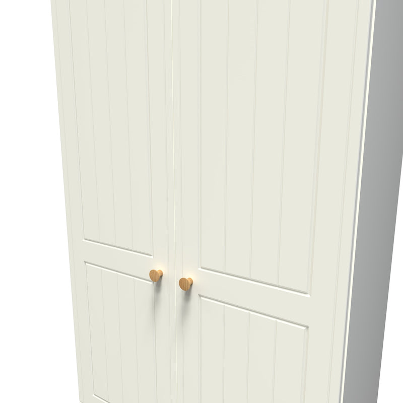 Byland Ready Assembled 2 Door 2 Drawer Wardrobe in Cream Ash & Modern Oak