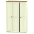 Byland Ready Assembled Triple Plain Wardrobe in Cream Ash & Modern Oak