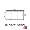 Warwick 6 X 12 Shiplap Apex Double Door Shed