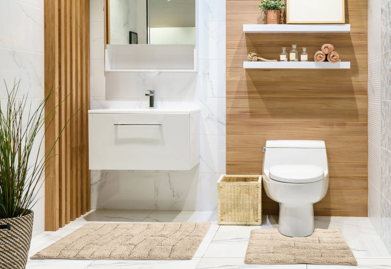 Waves Pure Cotton Jacquard 2pc Bath set in Beige