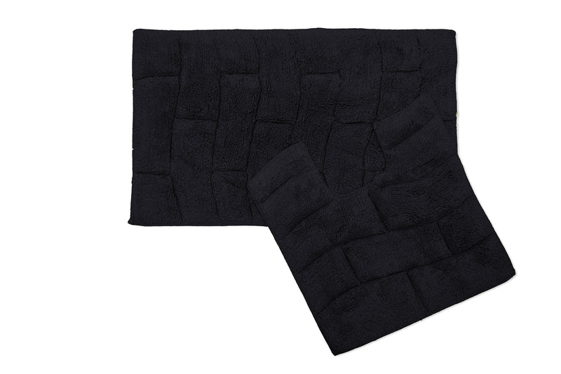 Waves Pure Cotton Jacquard 2pc Bath set in Black