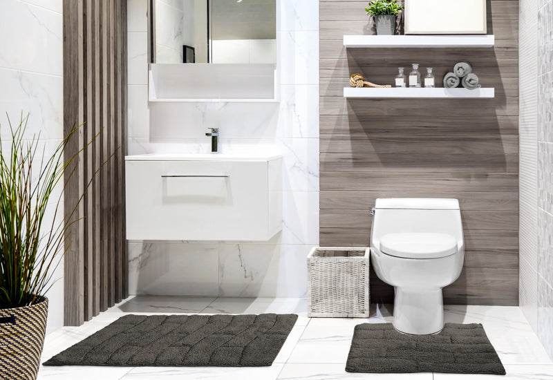Waves Pure Cotton Jacquard 2pc Bath set in Charcoal