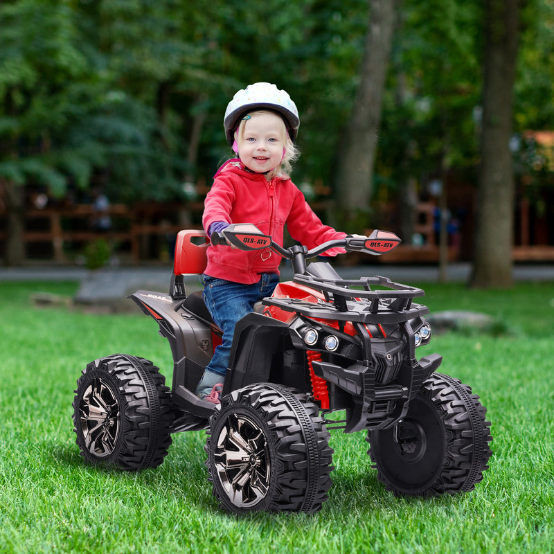 HOMCOM 12V Quad Bike ATV With LED Lights, Music, For Boys Girls, Yellow And Red