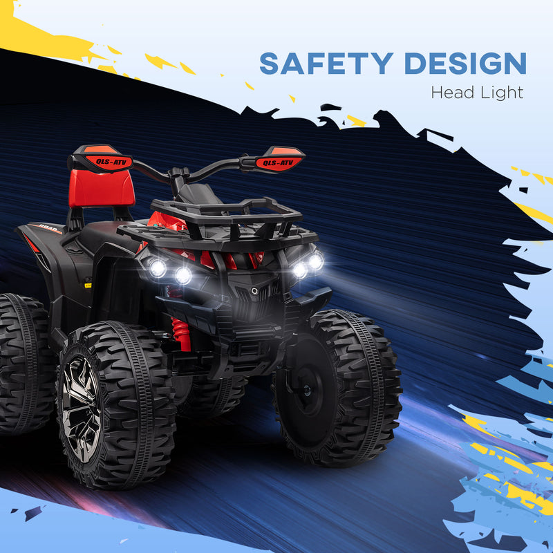 HOMCOM 12V Quad Bike ATV With LED Lights, Music, For Boys Girls, Yellow And Red
