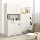 HOMCOM Freestanding Kitchen Cupboard, Storage Cabinet With Doors Cream White