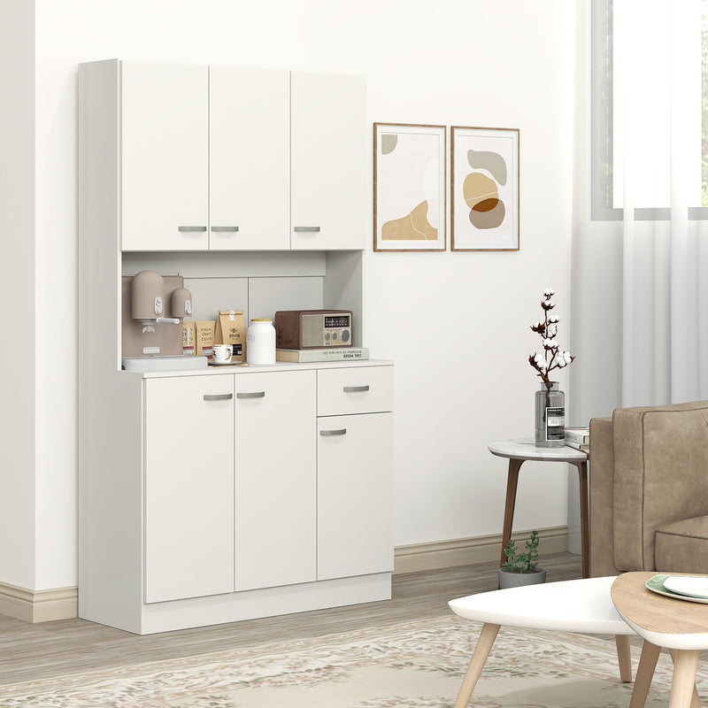 HOMCOM Freestanding Kitchen Cupboard, Storage Cabinet with Doors Cream White
