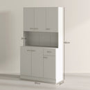 HOMCOM Freestanding Kitchen Cupboard, Storage Cabinet With Doors Cream White