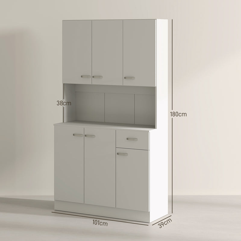 HOMCOM Freestanding Kitchen Cupboard, Storage Cabinet with Doors Cream White