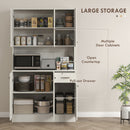 HOMCOM Freestanding Kitchen Cupboard, Storage Cabinet With Doors Cream White