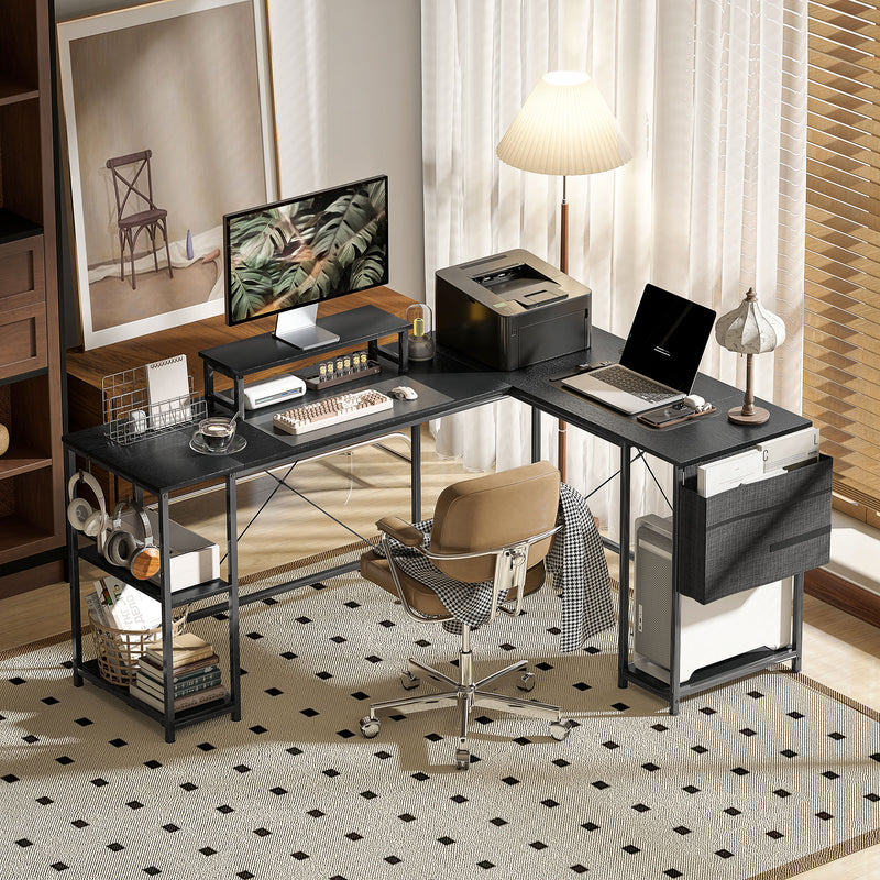 HOMCOM 168cm Reversible L Shaped Desk, 240cm Two Person Desk