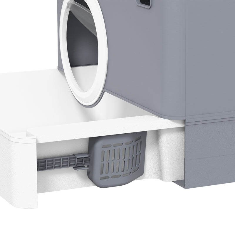 PawHut Enclosed Cat Litter Tray with Lid, Front Entry, Top Exit, Scoop