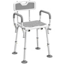 HOMCOM Padded Shower Stool with Arms and Back, 4 Suction Foot Pads, Grey