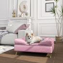 PawHut Dog Sofa Pet Couch W/ Removable Backrest Cushion Washable Cover - Pink