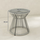 Outsunny Rattan End Table, Round Hollow Drum Design Side Table, Light Grey