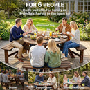 Outsunny 6 Person Fir Wood Table Bench Set Outdoor Garden Patio, Carbonized