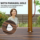 Outsunny 6 Person Fir Wood Table Bench Set Outdoor Garden Patio, Carbonized