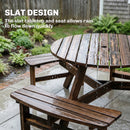 Outsunny 6 Person Fir Wood Table Bench Set Outdoor Garden Patio, Carbonized