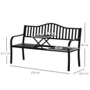Outsunny Outdoor Bench with Liftable Middle Table, Patio Loveseat, Black
