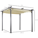 Outsunny Outdoor Metal Pergola With Retractable Awning Canopy 3x3m - Beige