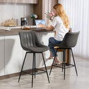 HOMCOM Swivel Bar Stools Set of 2, PU Leather Upholstered Bar Chairs, Grey