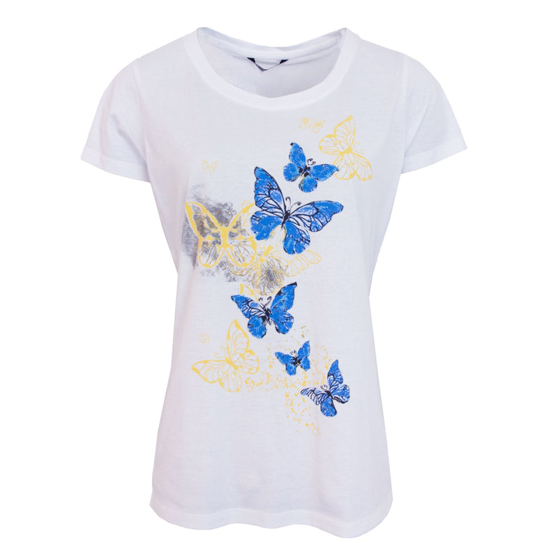 Butterfly Scoop Neck T-shirt - White