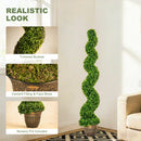 HOMCOM Set Of 2 Potted Artificial Plants, Topiary Spiral Boxwood Trees