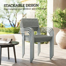 Outsunny Garden Chairs Set of 4, Stackable & Rattan Effect, Light Grey