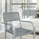 Outsunny Garden Chairs Set of 4, Stackable & Rattan Effect, Light Grey