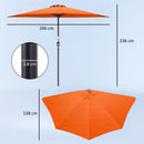 Outsunny 2.7m Metal Frame Garden Furniture Parasol Half Round Umbrella Orange