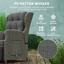Outsunny Rattan Garden Recliner Chair with Flip Table, Dark Grey