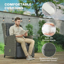 Outsunny Rattan Garden Recliner Chair with Flip Table, Dark Grey