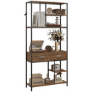 HOMCOM 5 Tier Free Standing Book Shelf With 2 Drawers For Study, Living Room