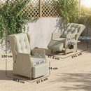 Outsunny Rattan Garden Recliner Chair with Flip Table, Brown