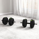SPORTNOW 15KGS 2-in-1Adjustable Barbell & Dumbbells Set, Black And Green
