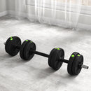 SPORTNOW 15KGS 2-in-1Adjustable Barbell & Dumbbells Set, Black And Green