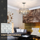HOMCOM Ceiling Light With Adjustable Height, Modern Crystal Chandelier